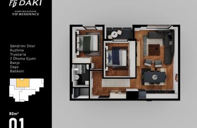 VIP RESIDENCË GJILAN, B 01, 80m2