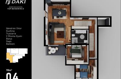 VIP RESIDENCË GJILAN, B 04, 90m2