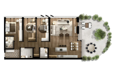 FOLEJA LIVING, Penthouse ne shitje, Objekti 3D B07, 214.31 m2