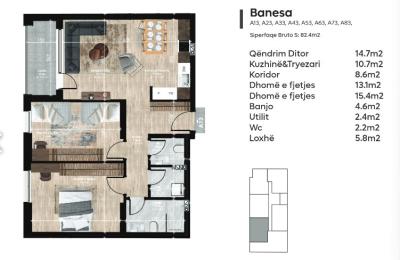 Apartment ne shitje 82.4m2, Gjilan tek Fidanishtja