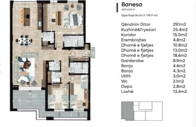 Penthaus ne shitje 176.11m2, Gjilan tek Fidanishtja