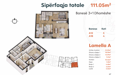 Kompleksi "Izmiri" Lamela A12, 18, 111.05 m2