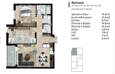 Apartment ne shitje 88.6m2, Gjilan tek Fidanishtja