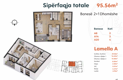 Kompleksi "Izmiri" Lamela A8, 14, 20,  95.56 m2