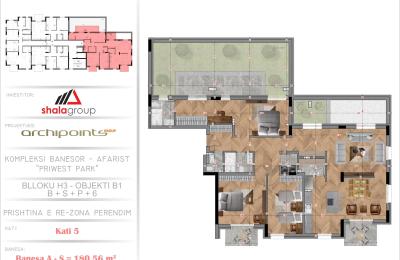 Penthouse në Shitje 180.56m2, kompleksi "PRIWEST PARK" Veternik