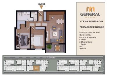 Banesa në Shitje –Objekti III, HYRJA C BANESA C-04  | General Immo Group