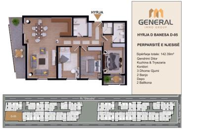 Banesa në Shitje –Objekti III, HYRJA D BANESA D-05  | General Immo Group