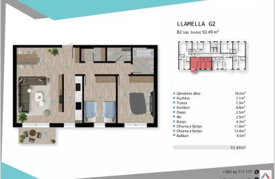 Banesa në shitje ne Lipjan, Llamella G2, B2, 92.49m2