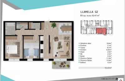 Banesa në shitje ne Lipjan, Llamella G2, B3, 92.47m2