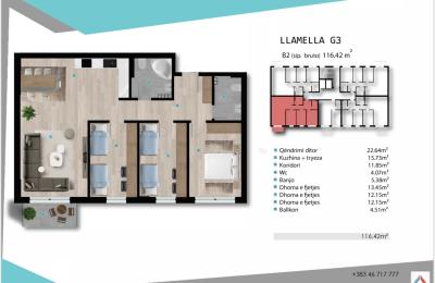 Banesa në shitje ne Lipjan, Llamella G3, B2, 116.42m2