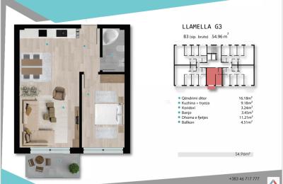 Banesa në shitje ne Lipjan, Llamella G3, B3, 54.96m2