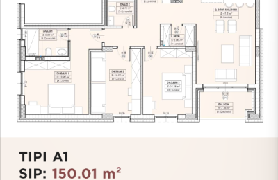 Banesë për shitje në Kompleksin HAB 16 & 17, Hyrja A, Tip A1, 150.1m2