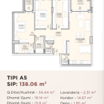 Banesë për shitje në Kompleksin HAB 16 & 17, Hyrja A, Tip A5, 138.06m2