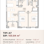 Banesë për shitje në Kompleksin HAB 16 & 17, Hyrja A, Tip A7, 103.84m2