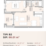 Banesë për shitje në Kompleksin HAB 16 & 17, Hyrja B, Tip B2, 66.01m2