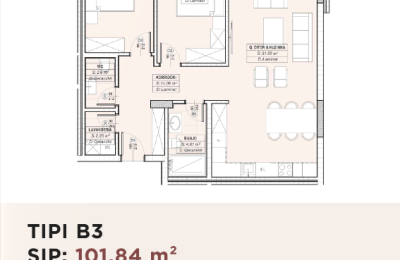 Banesë për shitje në Kompleksin HAB 16 & 17, Hyrja B, Tip B3, 101.84m2