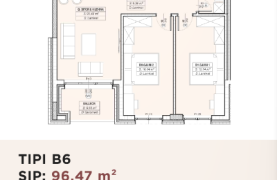 Banesë për shitje në Kompleksin HAB 16 & 17, Hyrja B, Tip B7, 96.95m2