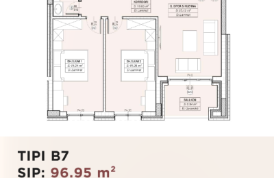 Banesë për shitje në Kompleksin HAB 16 & 17, Hyrja B, Tip B4, 101.84m2