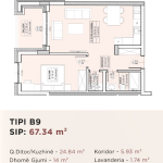 Banesë për shitje në Kompleksin HAB 16 & 17, Hyrja B, Tip B5, 66.01m2