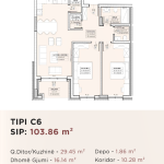 Banesë për shitje në Kompleksin HAB 16 & 17, Hyrja C, Tip C6, 103.86m2