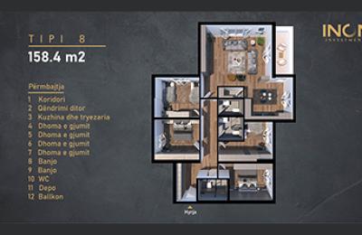 Banesë ne shitje, Kompleksi INON 2 Tip 8, 158.4m2