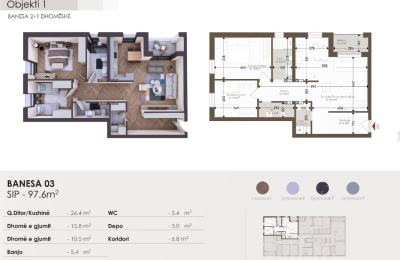 Banesë në shitje në Kompleksin HAB 18, Objekti 1, B03, 97.6m2