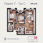 PRISHTINA PREMIUM, Objekti 7 Tip C, kati 6, 105.1m2