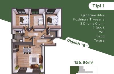 KOMPLEKSI URTINA, OBJEKTI B Tip 1,  126.86m2
