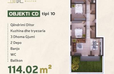 KOMPLEKSI URTINA, OBJEKTI CD Tip 10,  114.02m2 + Terasë 23.42m2