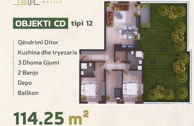 KOMPLEKSI URTINA, OBJEKTI CD Tip 12,  114.25m2 + Terasë 94.43m2