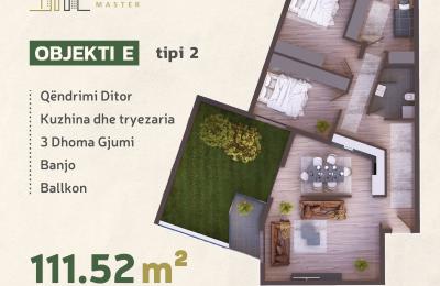 KOMPLEKSI URTINA, OBJEKTI E Tip 2,  111.52m2 + Terasë 25.69m2
