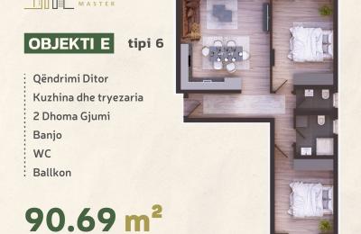 KOMPLEKSI URTINA, OBJEKTI E Tip 6, 90.69m2