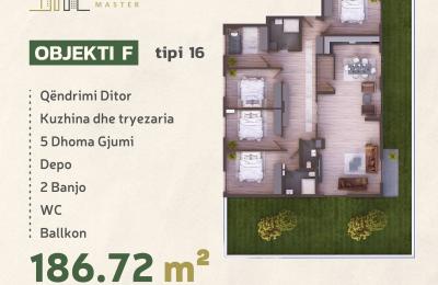KOMPLEKSI URTINA, OBJEKTI F Tip 16, 186.72 m2 + terasë 95.96