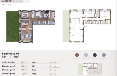 Penthouse për shitje në Kompleksin HAB 18, Objekti 1, P01, 171.3m2