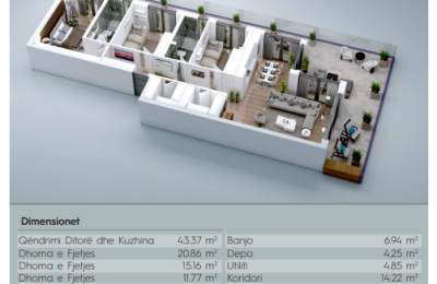 Penthouse ne shitje, VV TOWER, Apartmenti 02, Tip 3+1, 236.17m2