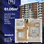 Qendra 6, Banesë në shitje B5, Lamela B4,  61.05 m2, kati 6-7-8