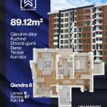 Qendra 6, Banesë në shitje B5, Lamela B7,  89.12 m2, kati 1-8