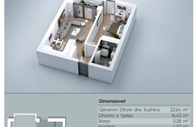 Banesë në shitje, VV TOWER, Apartmenti 20, Tip 1+1, 64.64m2, kati 5,7