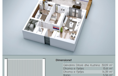 Banesë në shitje, VV TOWER, Apartmenti 07, Tip 2+1, 137.52m2, kati 2