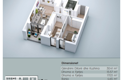 Banesë në shitje, VV TOWER, Apartmenti 09, Tip 2+1, 103.20m2, kati 2,3,4,5,6,7