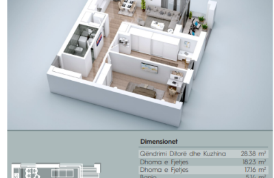Banesë në shitje, VV TOWER, Apartmenti 17, Tip 2+1, 103.65m2, kati 4,5