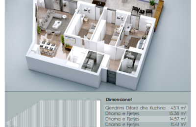 Banesë në shitje, VV TOWER, Apartmenti 08, Tip 3+1, 196.61m2, kati 2