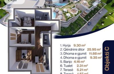 SUNRISE Banesë në qendër ULQIN Tip 1, Ob C, 70.03m2