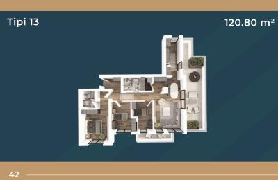KORAL TOWER II, Banesë ne shitje TIP 13, 120.80m2