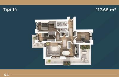 KORAL TOWER II, Banesë ne shitje TIP 14, 117.68m2