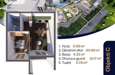 SUNRISE Banesë në qendër ULQIN Tip 2, Ob C, 46.55m2