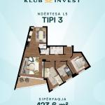 Ofrohet banesë për shitje, KLUB INVEST, Ndërtesa L5, Tip 03, 123.6m2