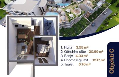 SUNRISE Banesë në qendër ULQIN Tip 3  Ob C  46.53m2