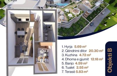 SUNRISE Banesë në qendër ULQIN Tip 4  Ob B  55.89m2