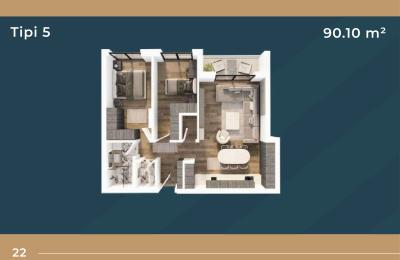 KORAL TOWER II, Banesë ne shitje TIP 5, 90.10m2